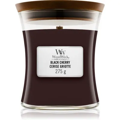 Woodwick Black Cherry lumânare parfumată cu fitil din lemn 275 g