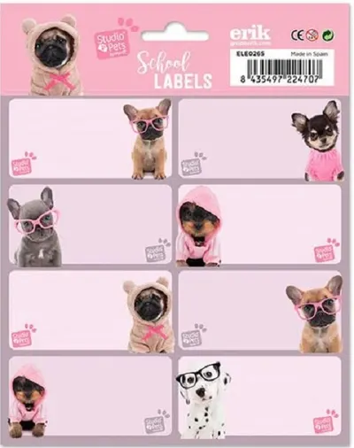 Etichete scolare Grupo Erik Studio Pets - Catelusi, 16 buc