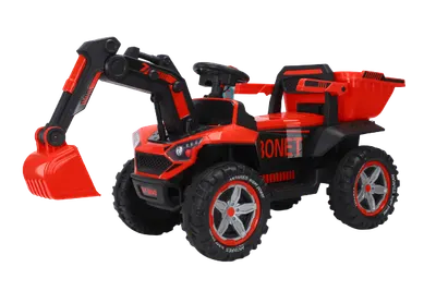 Excavator + bascula electrica Kinderauto Bonet 60W 12V, Telecomanda, culoare Rosie