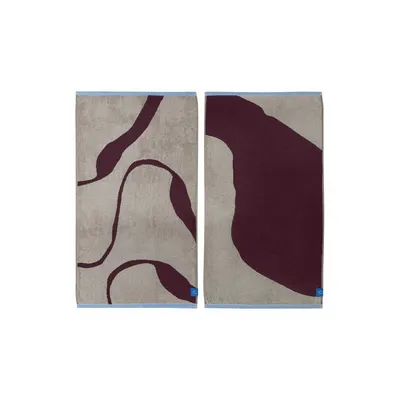 Prosoape burgundy/grej 2 buc. din bumbac organic din frotir 40x55 cm Nova Arte – Mette Ditmer Denmark