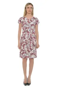 Rochie CV18079 alb/visiniu arabesc, Cesy | marimea S