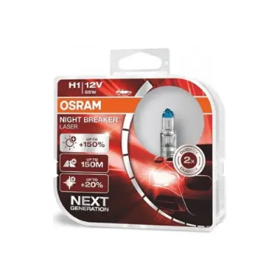 Set doua becuri auto halogen Osram Night Breaker Laser Next Generation +150% H1 55W 12V 64150NL-DUO
