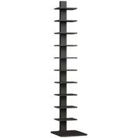 HOMCOM Bibliotecă Verticală înaltă cu 11 Rafturi, Bibliotecă Economisitoare de Spațiu Slim, Raft Industrial pentru Living, Dormitor, Birou, 34.5x41.5x163.5 cm, Negru | Aosom Romania