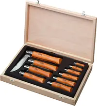 Set de cuțite pliabile Opinel Carbone - 10 buc, fag