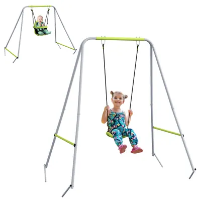 Outsunny Balansoar portic balansoar 2 în 1 pentru bebeluși curea de siguranță cu 5 puncte interior exterior verde | Aosom Romania