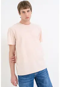 Tricou regular-fit din bumbac cu imprimeu monograma pe partea din spate - Piersica