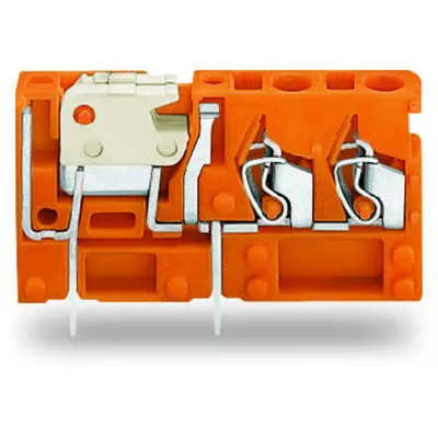 Stackable 2-conductor PCB terminal block; with knife disconnect; 2.5 mm²; Pin spacing 5.08 mm; 1-pole; CAGE CLAMP®; 2,50 mm²; orange