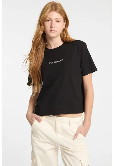 Tricou de bumbac cu logo - Negru