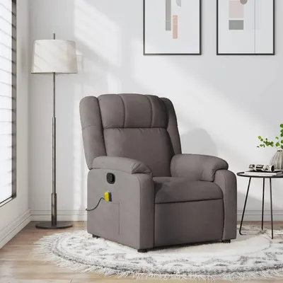 Gossi fotoliu de masaj rabatabil, gri taupe, material textil