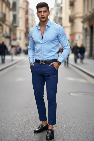 Pantaloni barbati eleganti albastri 13555