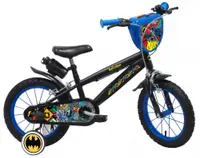 Bicicleta pentru copii Denver Batman 14 inch, frana de mana pe ambele roti, claxon, sticla de apa, aparatoare noroi fata si spate, spite metalice, roti gonflabile