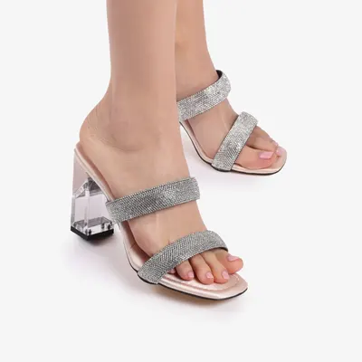 Sandale Elegante din Piele Ecologica cu Toc Special si Sclipici Crl0811