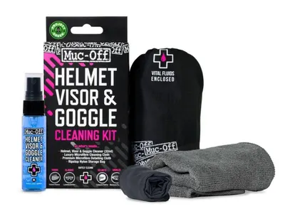 Muc-Off Cleaning Wipes Helmet, Visor & Goggle Cleaning Kit Spray & Micro Cloth