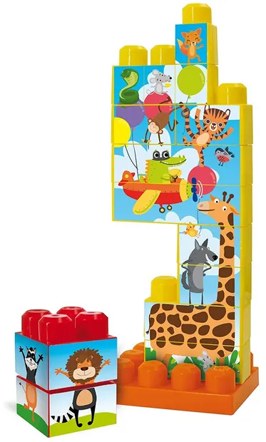 Jucărie de construcție pentru bebeluși Lisciani Giochi - Carotina Baby, animale 3D, portocaliu
