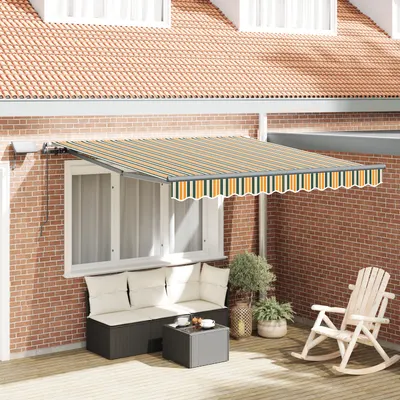 Gossi marchiza manuala retractabila cu led verde si galben 300x250 cm, Gossi material de inlocuire pentru marchiza 3x2.5 m cadru verde si galben