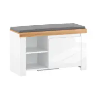 Pantofar VIGO, 1 usa, sezut, alb + stejar wotan, 92,6x37,3x56,5 cm