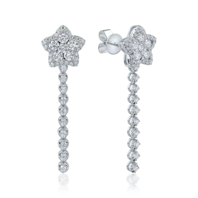 Cercei cu stea din aur alb cu diamante de 1.661ct