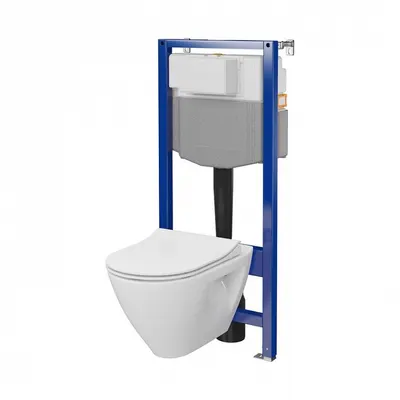 Set rezervor wc incastrat cu vas Wc oval si capac duroplast, Cersanit Millie Plus
