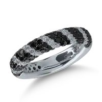 Inel semi eternity din aur alb cu diamante negre de 1.18ct si diamante transparente de 0.52ct