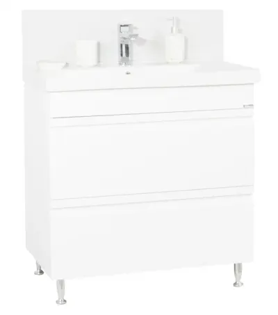 Set Baza front MDF si Lavoar seria 786, cu sertare, 80 cm, alb