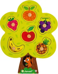 Puzzle din lemn Janod - Pom fructifer, 6 piese