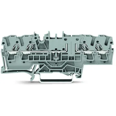 4-conductor carrier terminal block; with push-button; for DIN-rail 35 x 15 and 35 x 7.5; 2.5 mm²; Push-in CAGE CLAMP®; 2,50 mm²; gray