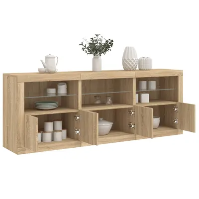 vidaXL Dulap cu lumini LED, stejar sonoma, 181,5x37x67 cm