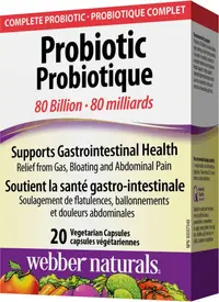 Probiotic 80 Billion, 20 vege capsule, Webber Naturals