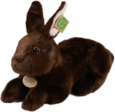 Jucărie de pluș Rappa Eco Friends - Iepuraș maro, în picioare, 36 cm
