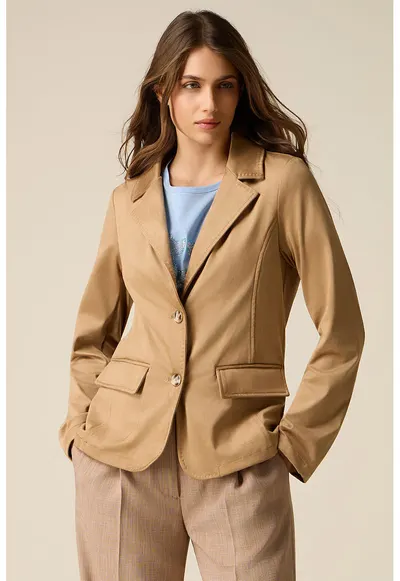 Sacou cu aspect de piele nabuc - Bej
