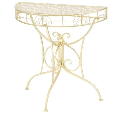 vidaXL Masă laterală stil vintage semirotundă metal 72x36x74 cm auriu