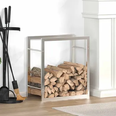 vidaXL Suport pentru lemne de foc, 50x28x56 cm, oțel inoxidabil