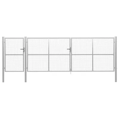 vidaXL Poartă de grădină din oțel 500x150 cm, argintie