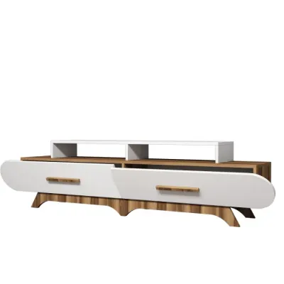Comoda TV FLORA, nuc + alb, 205x36,8x50 cm
