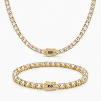 Set Colier+Bratara Monaco Tennis Gold 6MM Placat Cu Aur