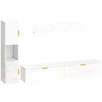HOMCOM Mobilier TV suspendat cu uși rabatabile Centru entertainment Raft de perete Dulap 180 cm Alb lucios | Aosom Romania