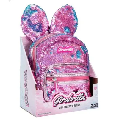 Ghiozdan Girabrilla Bunny , model Iepuras cu paiete reversibile