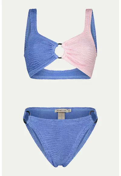 Costum de baie cu doua piese si doua nuante - Albastru inchis