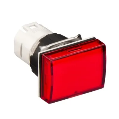 Capac de Lampa Pilot, Ø 16, dreptunghiular -Lentila Simpla Rosie