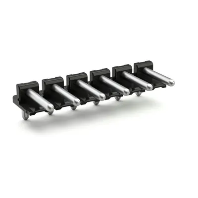 Solder pin strip; 1.4 mm Ø solder pin; angled; Pin spacing 5 mm; 12-pole; black
