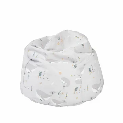 Fotoliu puf, BabyTrold, Markland Pure, Din muselina, Umplutura cu bilute, Husa detasabila, 12 luni+, 30 x 50 cm, Model balenuta, Gri