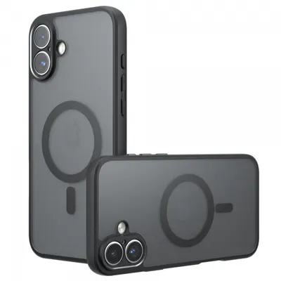 Husa MagSafe pentru Apple iPhone 16, Techsuit, PureFrost, Neagra Satinata