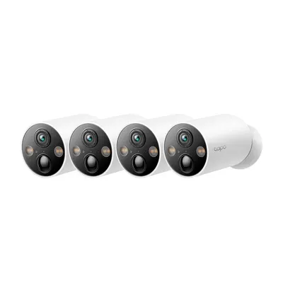 Set camera de supraveghere wireless IP WiFi cu acumulator si iluminare duala TP-Link Full Color Tapo C425, 4 MP, 2.1 mm, IR/lumina alba 15 m, microfon si difuzor, slot card, detectie miscare, control din aplicatie, 4 bucati