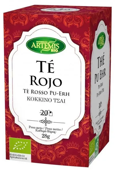 Ceai roșu bio Pu Erh, 28 g, 20 plicuri filtrante, Artemis Bio