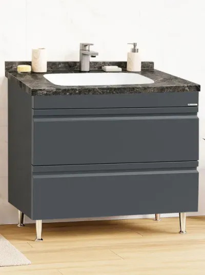 Set Baza front MDF si Lavoar seria 886, cu sertare, montat, 100 cm, antracit