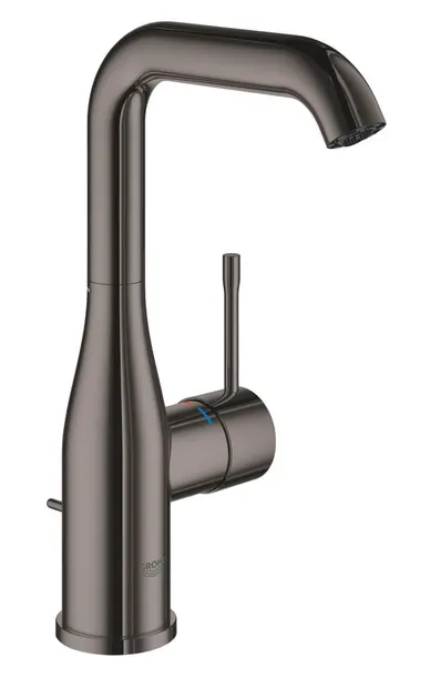 Baterie lavoar Grohe Essence 24174A01, 3/8'', marimea L, pivotanta, cartus ceramic, ventil cu tija, lucios, hard graphite
