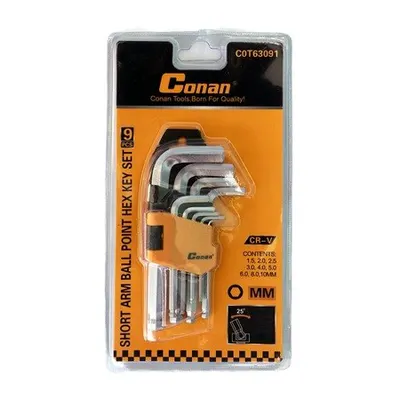 Conan COT63092 Set chei negative (imbus) sferice lungi 1,5-10mm / 9 piese