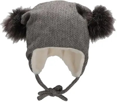 Căciulă de iarnă pentru copii cu pompoane Sterntaler - 55 cm, 4-6 ani, gri