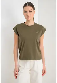Tricou din bumbac Bloom - Kaki inchis