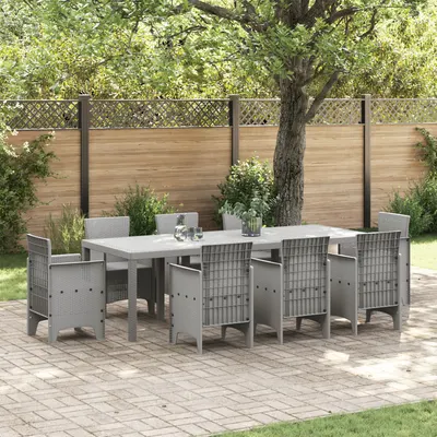 Masa de gradina Gossi gri deschis 250x100x73 cm poly rattan, masa de gradina Gossi gri deschis 100x100x73 cm poly rattan, masa de gradina Gossi gri deschis 150x100x73 cm poly rattan